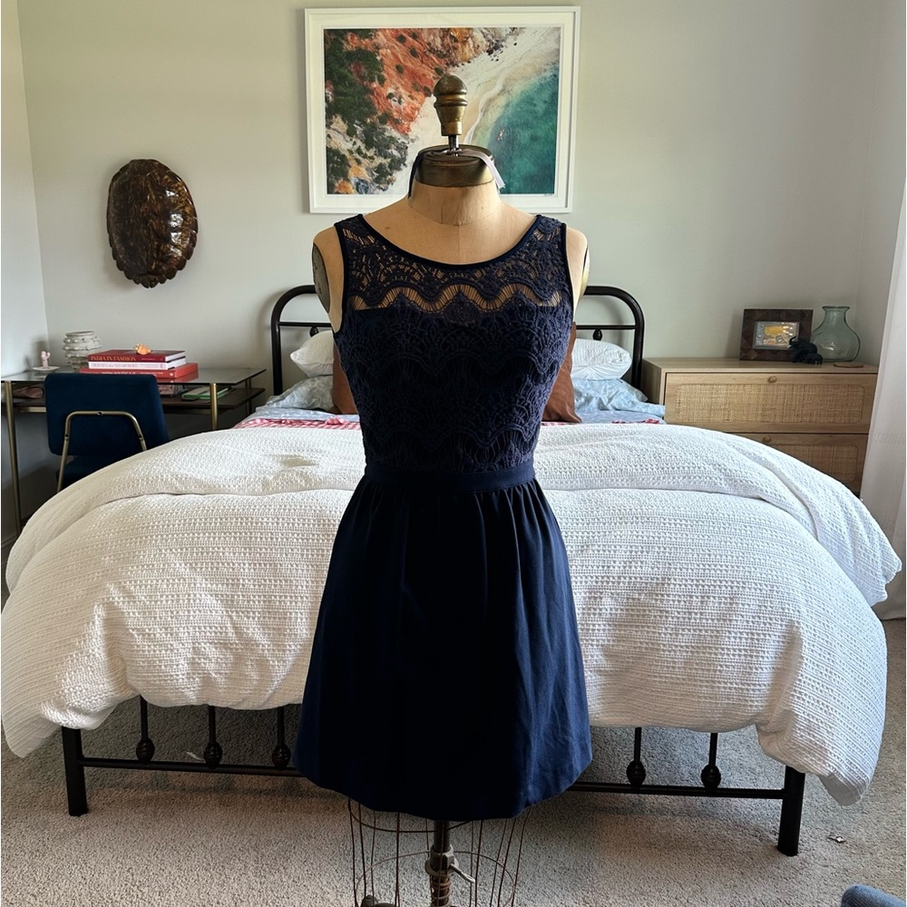 Lilly Pulitzer Rhea Fit & Flare Dress Sz XSTrue Navy